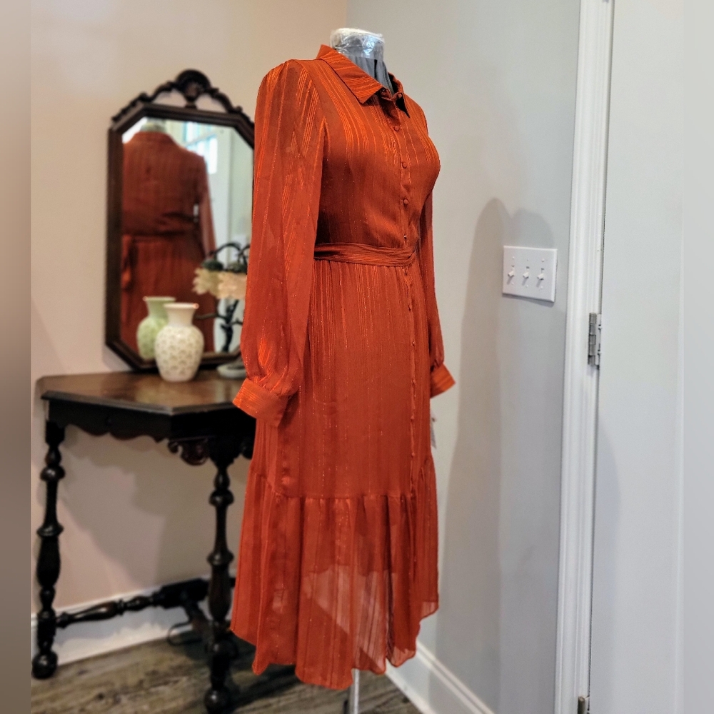 NWT 16 Nanette Lepore Copper Shimmery Dress - Picture 10 of 11